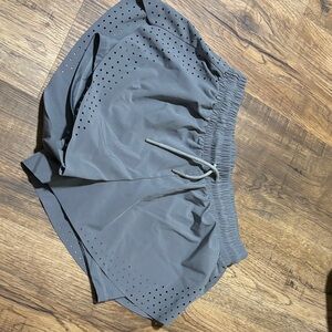 Women's Gray Athletic Lululemon Running Shorts with Perforated Detail